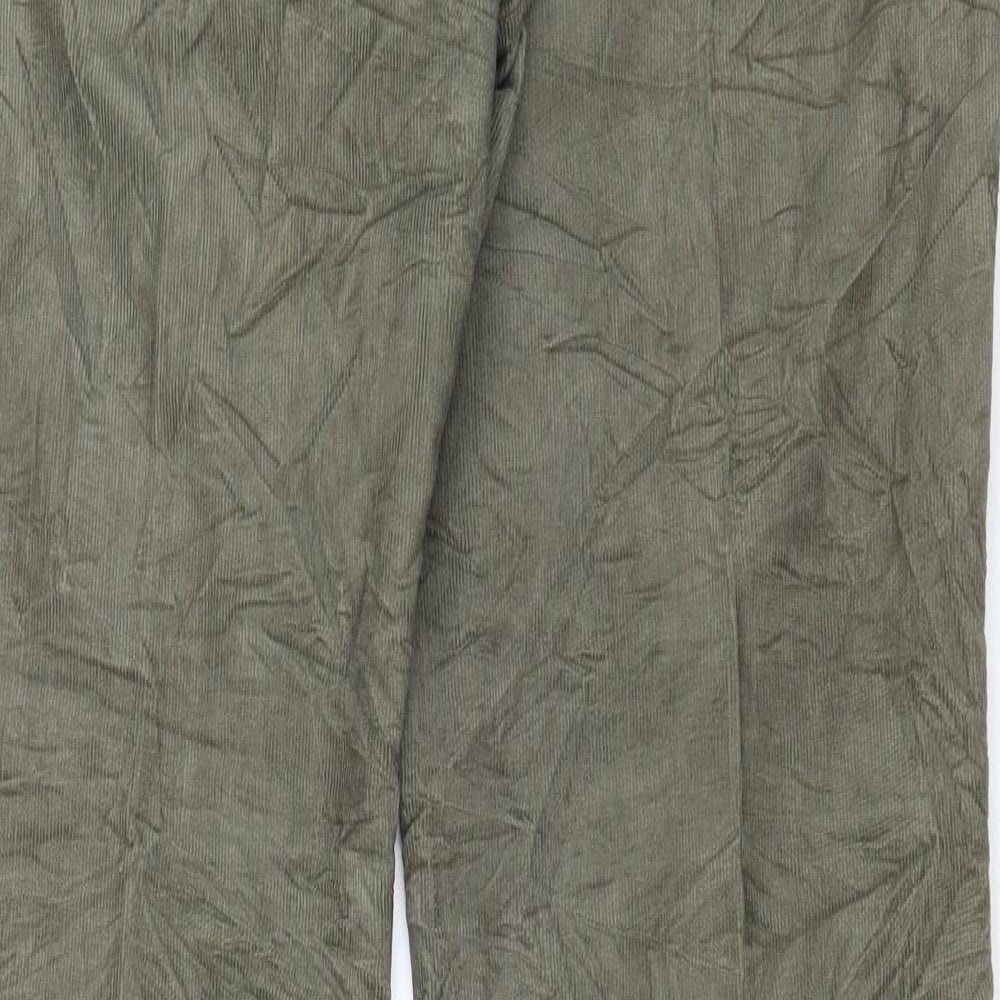 NEXT Womens Green Cotton Trousers Size 16 L33 in Regular Hook & Eye