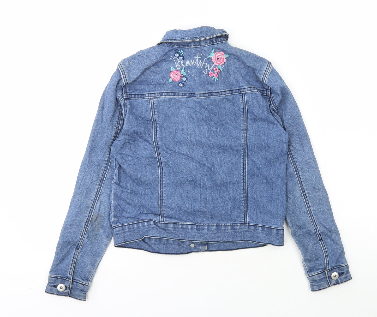 George Girls Blue Floral Jacket Size 9-10 Years Button