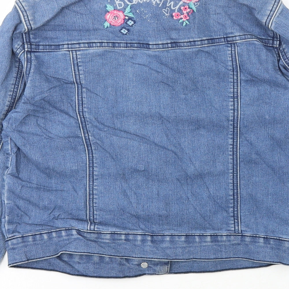 George Girls Blue Floral Jacket Size 9-10 Years Button