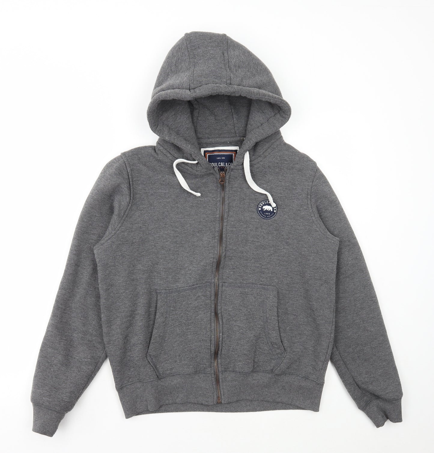 SoulCal&Co Womens Grey Cotton Full Zip Hoodie Size 14 Zip