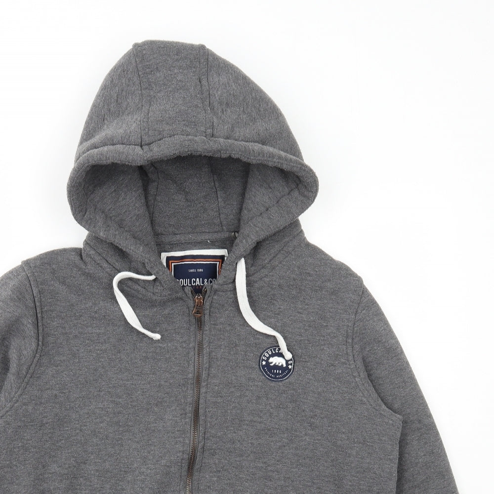 SoulCal&Co Womens Grey Cotton Full Zip Hoodie Size 14 Zip