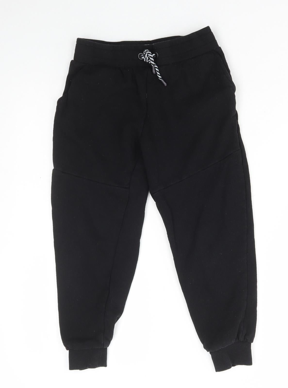 Jeff & Co Boys Black Cotton Jogger Trousers Size 9-10 Years Regular Drawstring