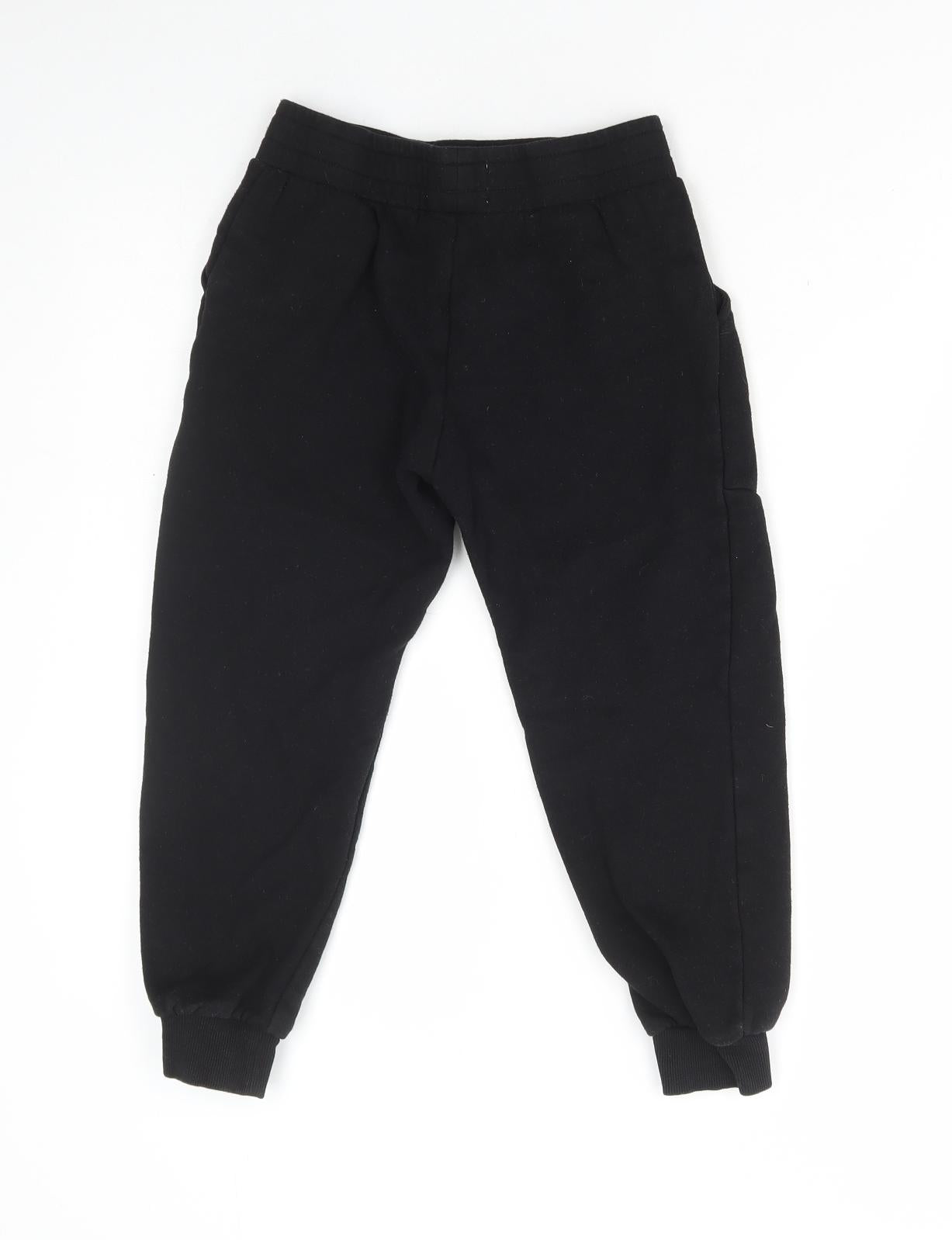 Jeff & Co Boys Black Cotton Jogger Trousers Size 9-10 Years Regular Drawstring