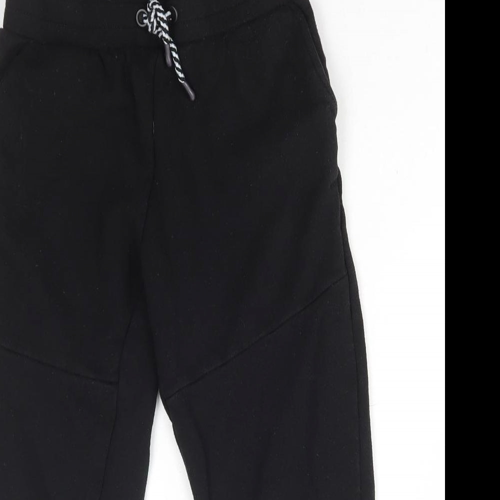 Jeff & Co Boys Black Cotton Jogger Trousers Size 9-10 Years Regular Drawstring