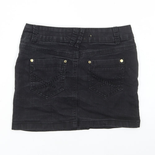 Dunnes Stores Girls Black Cotton Mini Skirt Size 10-11 Years Regular Button