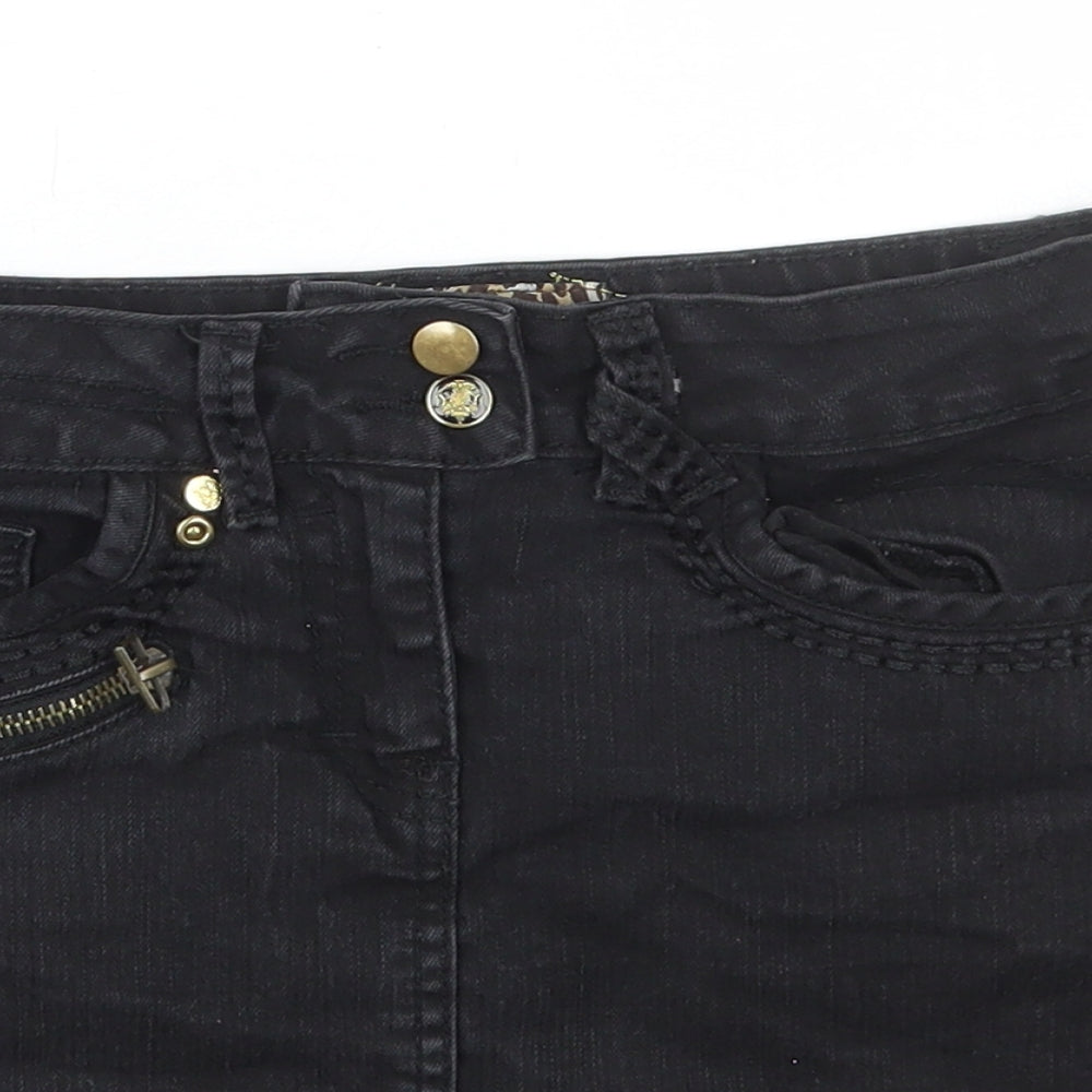 Dunnes Stores Girls Black Cotton Mini Skirt Size 10-11 Years Regular Button