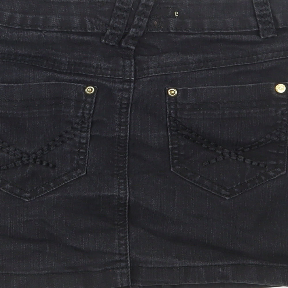 Dunnes Stores Girls Black Cotton Mini Skirt Size 10-11 Years Regular Button