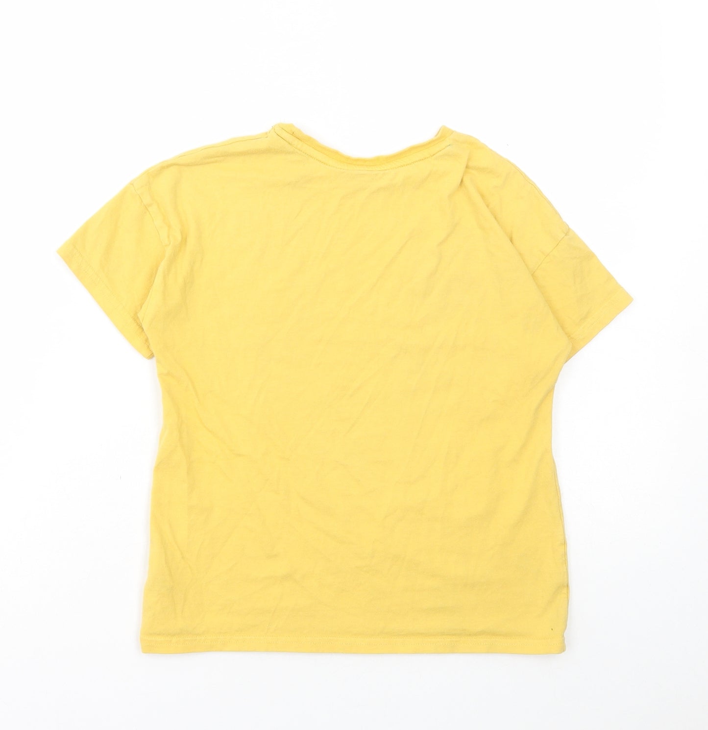 George Girls Yellow Cotton Basic T-Shirt Size 8-9 Years Round Neck Pullover - The Flash
