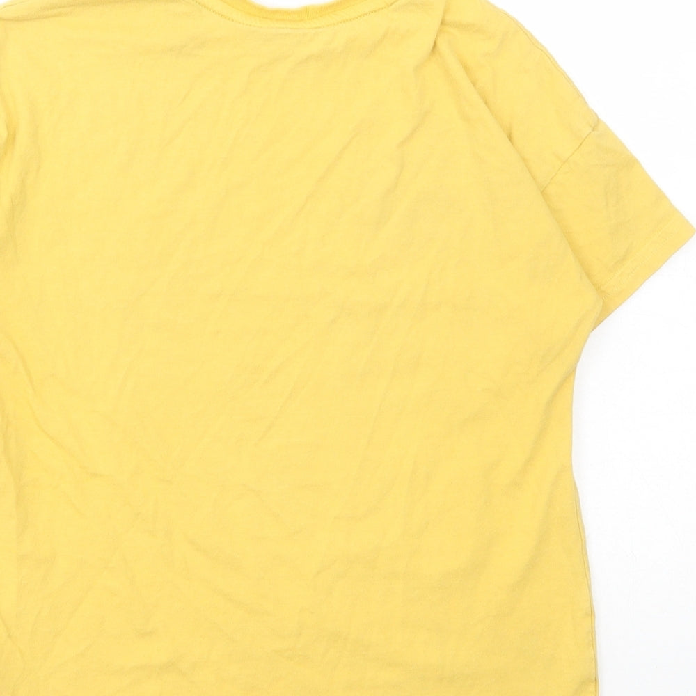 George Girls Yellow Cotton Basic T-Shirt Size 8-9 Years Round Neck Pullover - The Flash