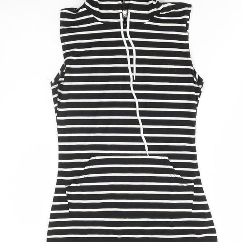 Xiao Womens Black Striped Polyester Jumper Dress Size S Round Neck Pullover