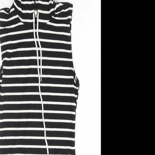 Xiao Womens Black Striped Polyester Jumper Dress Size S Round Neck Pullover