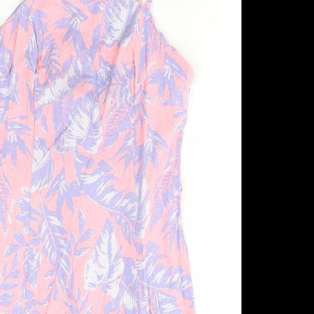 New Look Womens Multicoloured Geometric Linen Mini Size 12 Square Neck Zip