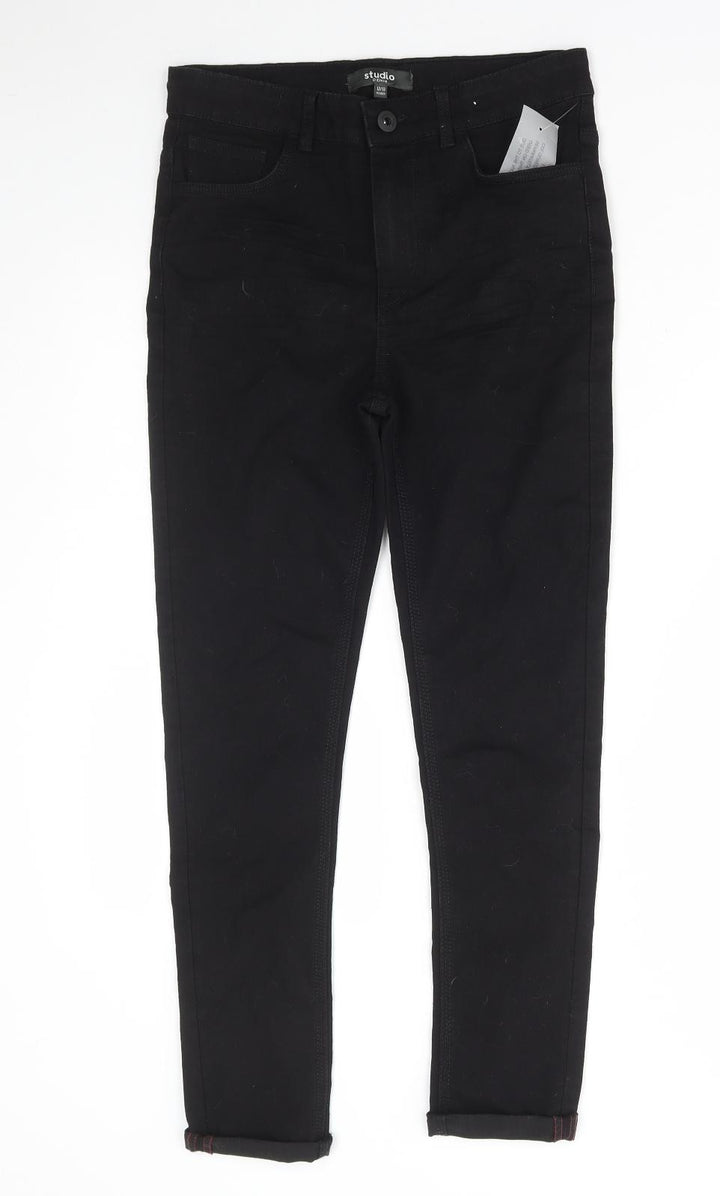 Studio Girls Black Cotton Skinny Jeans Size 12-13 Years Regular Button