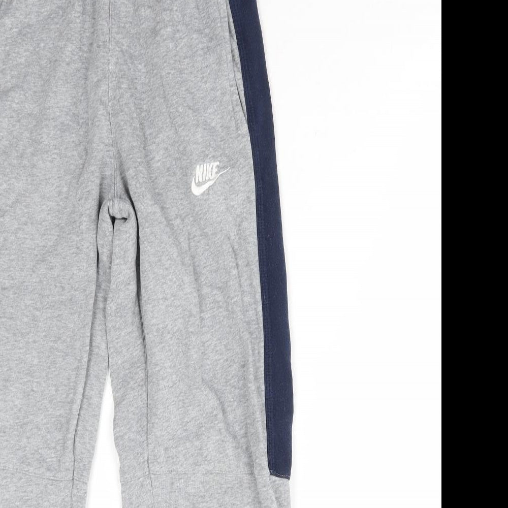 Nike Boys Grey Cotton Jogger Trousers Size 12-13 Years Regular Drawstring
