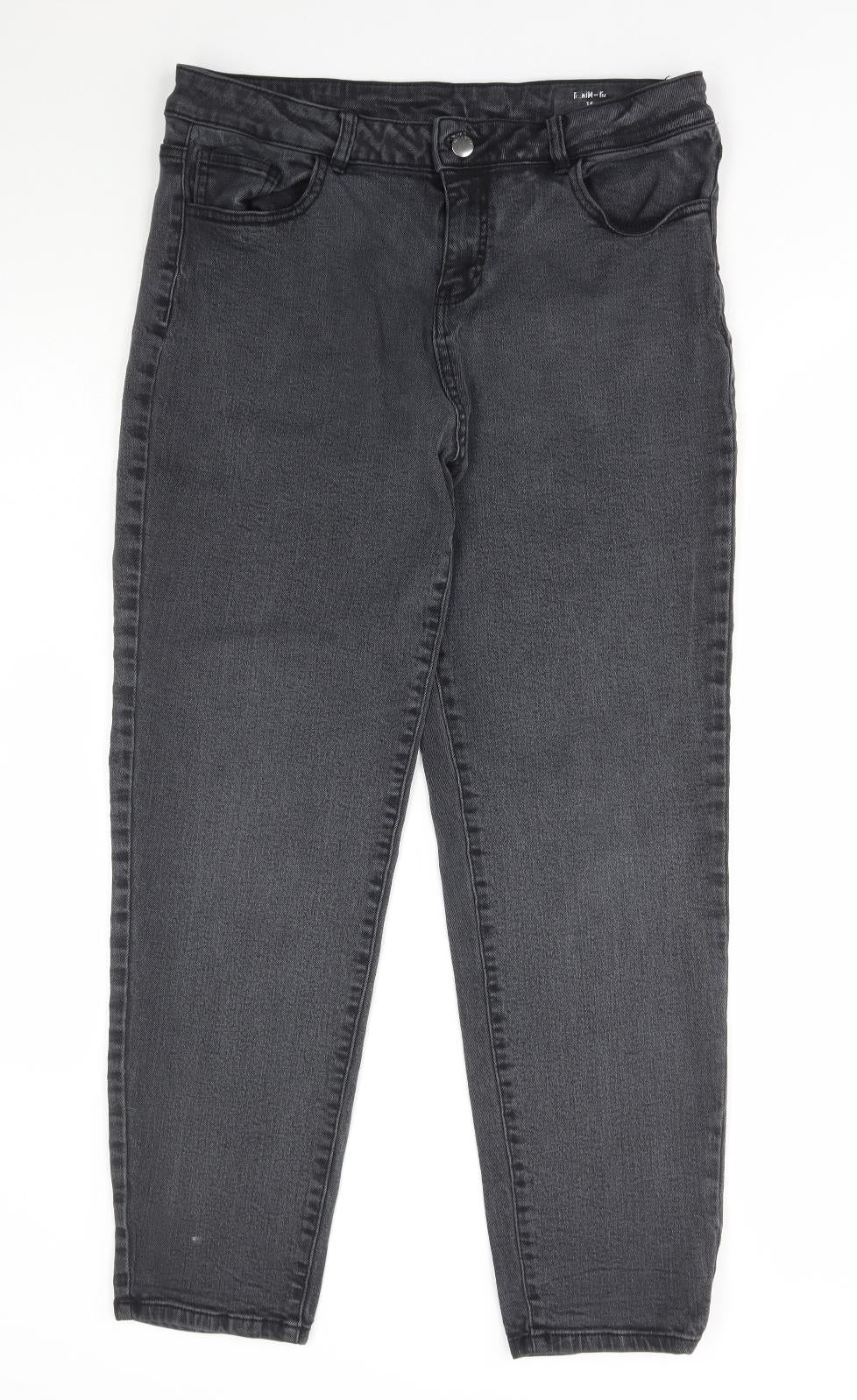 TU Womens Grey Cotton Skinny Jeans Size 14 L29 in Regular Button