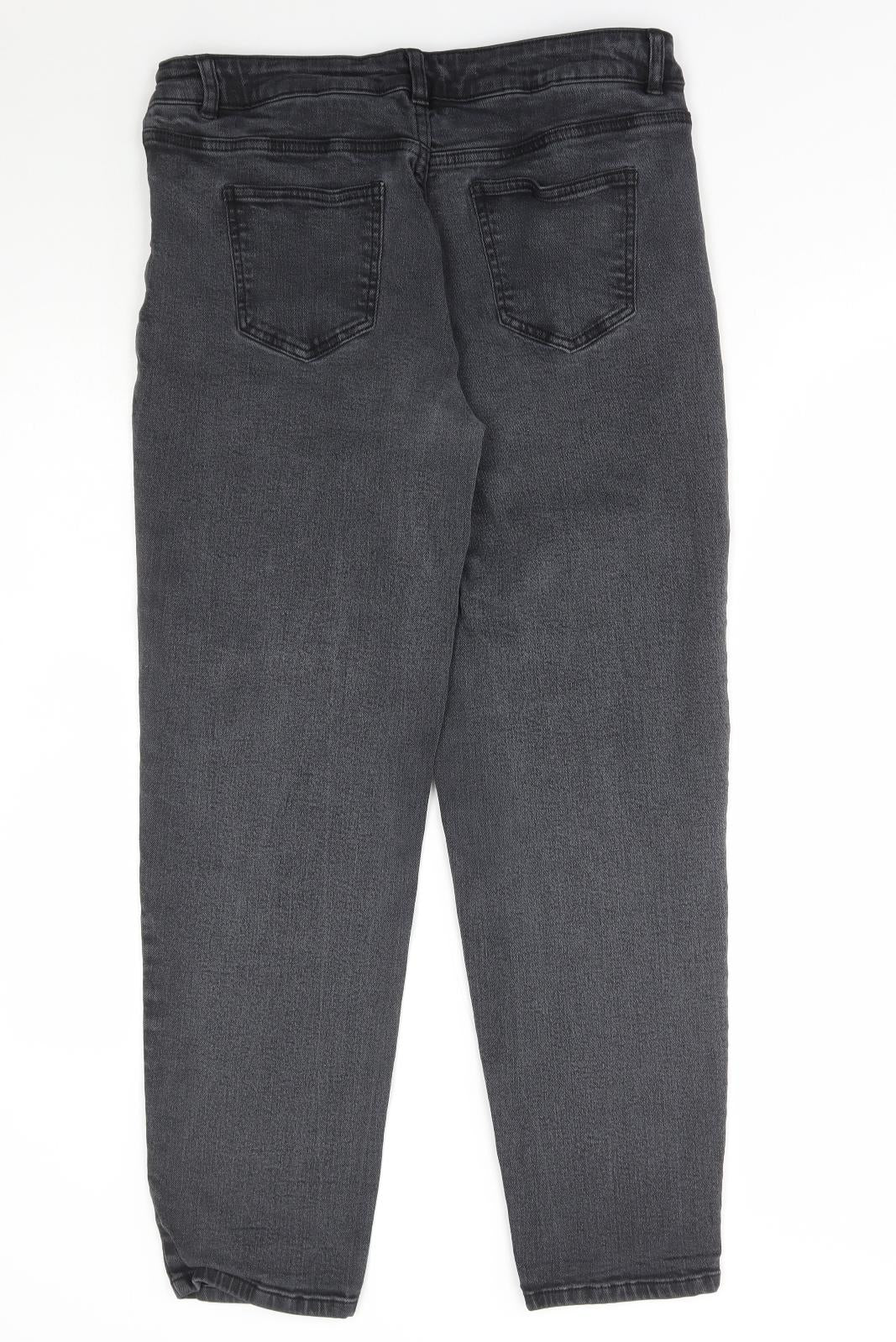 TU Womens Grey Cotton Skinny Jeans Size 14 L29 in Regular Button