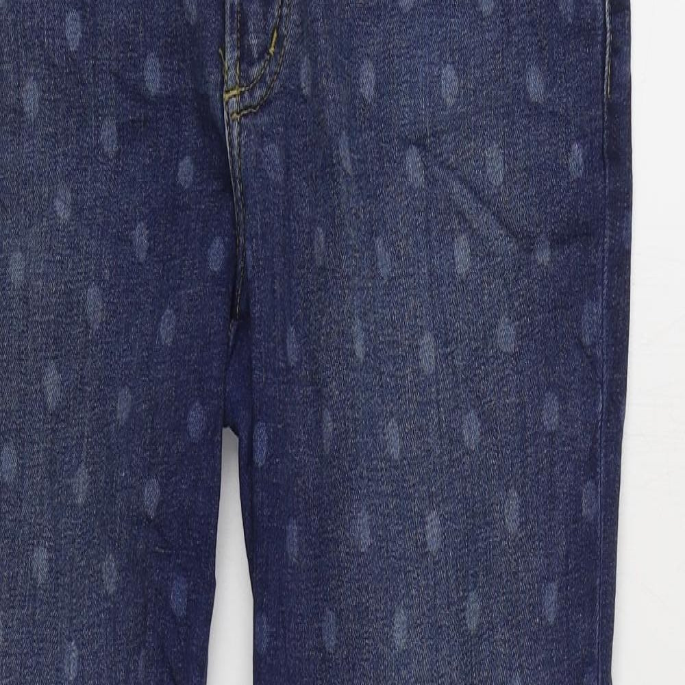 El Ganso Womens Blue Polka Dot Cotton Straight Jeans Size 16 L30 in Regular Zip