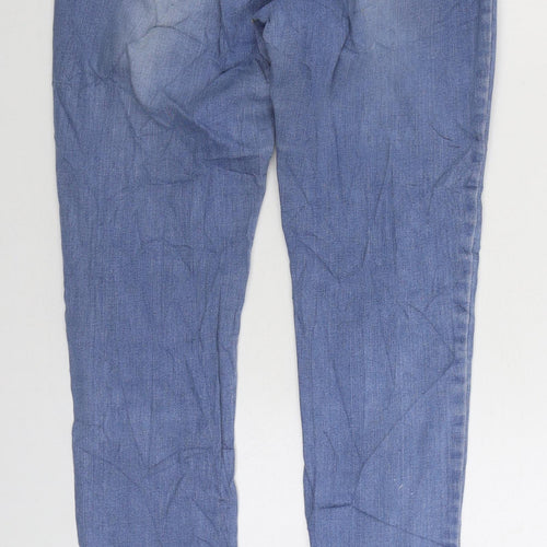 NEXT Womens Blue Cotton Straight Jeans Size 14 L31 in Regular Zip