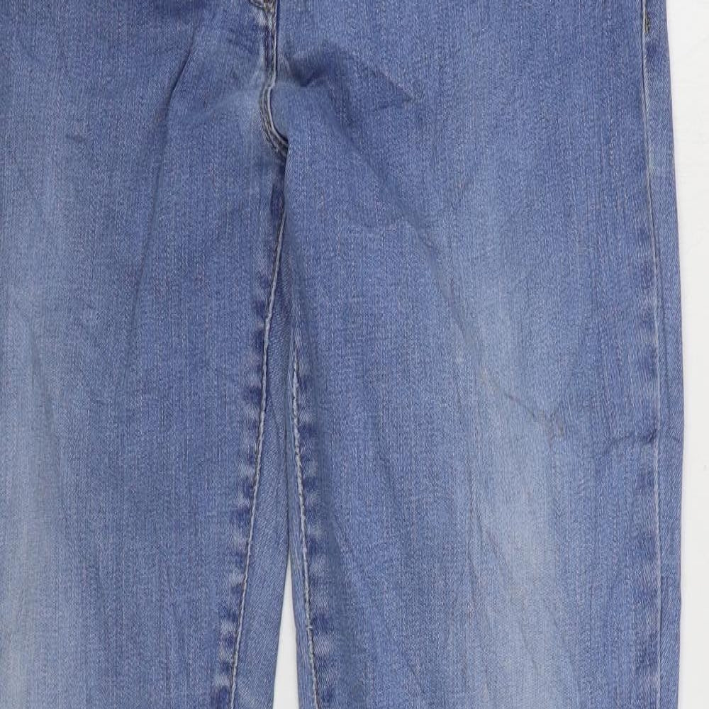 NEXT Womens Blue Cotton Straight Jeans Size 14 L31 in Regular Zip