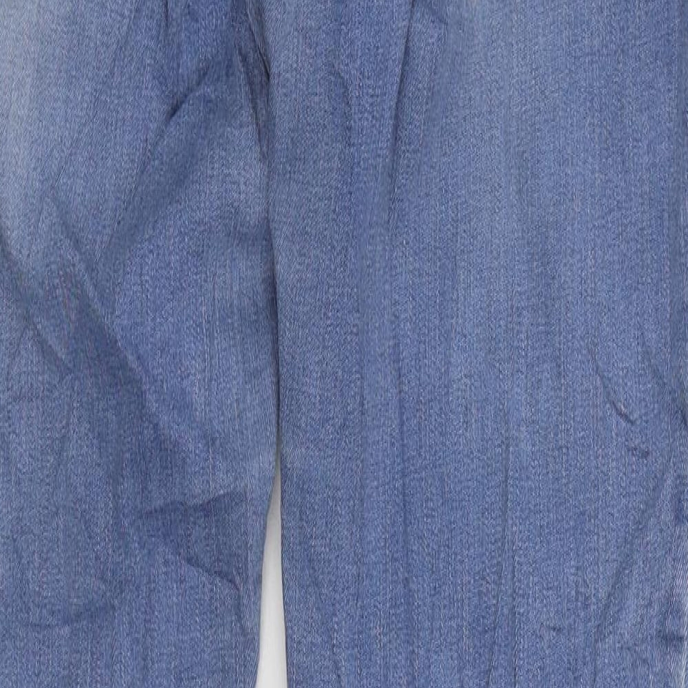 NEXT Womens Blue Cotton Straight Jeans Size 14 L31 in Regular Zip