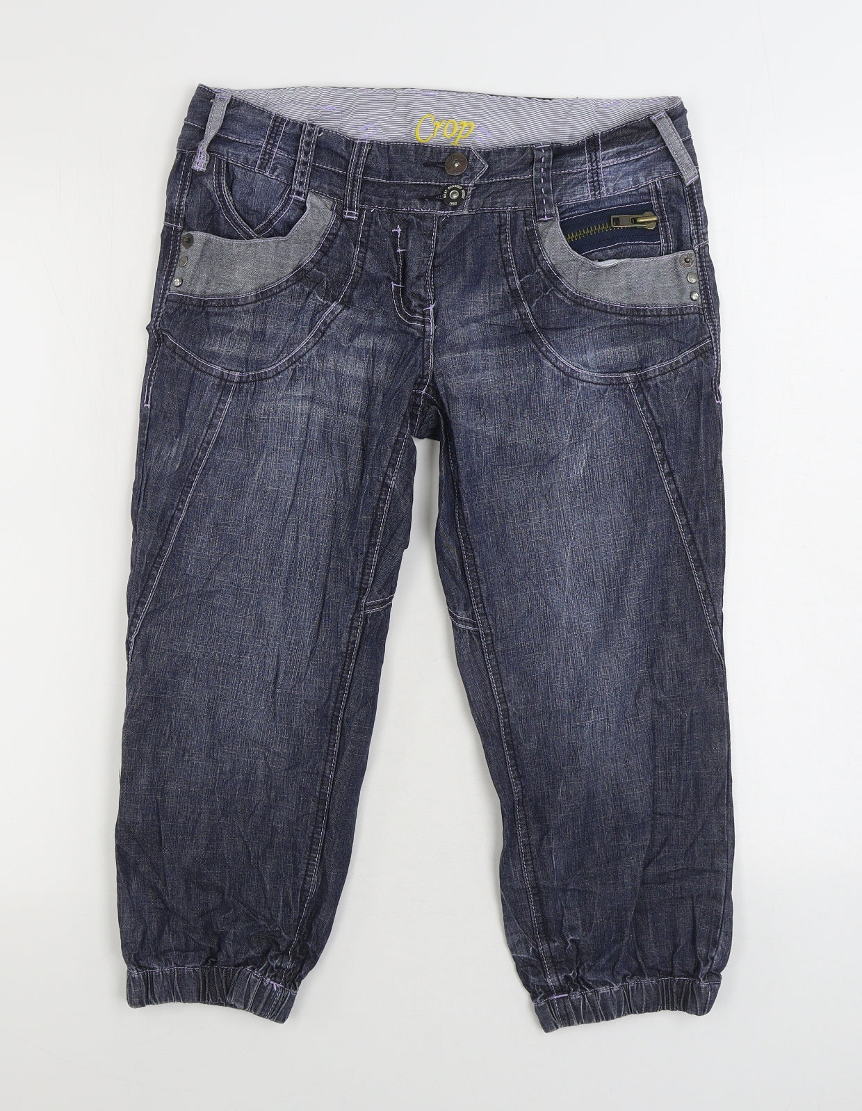 NEXT Womens Blue Cotton Cropped Jeans Size 10 Regular Zip