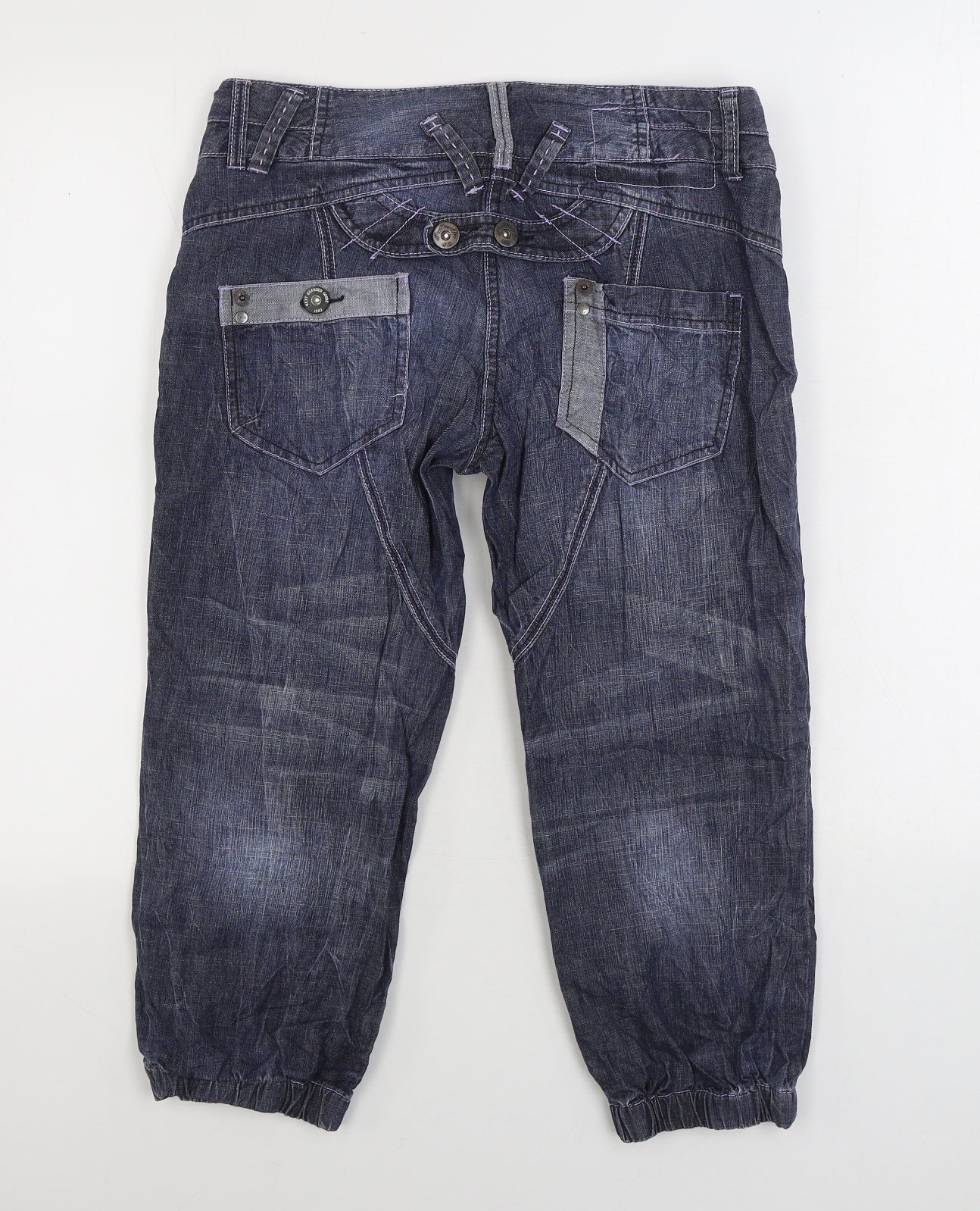 NEXT Womens Blue Cotton Cropped Jeans Size 10 Regular Zip