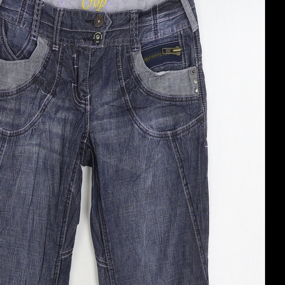 NEXT Womens Blue Cotton Cropped Jeans Size 10 Regular Zip