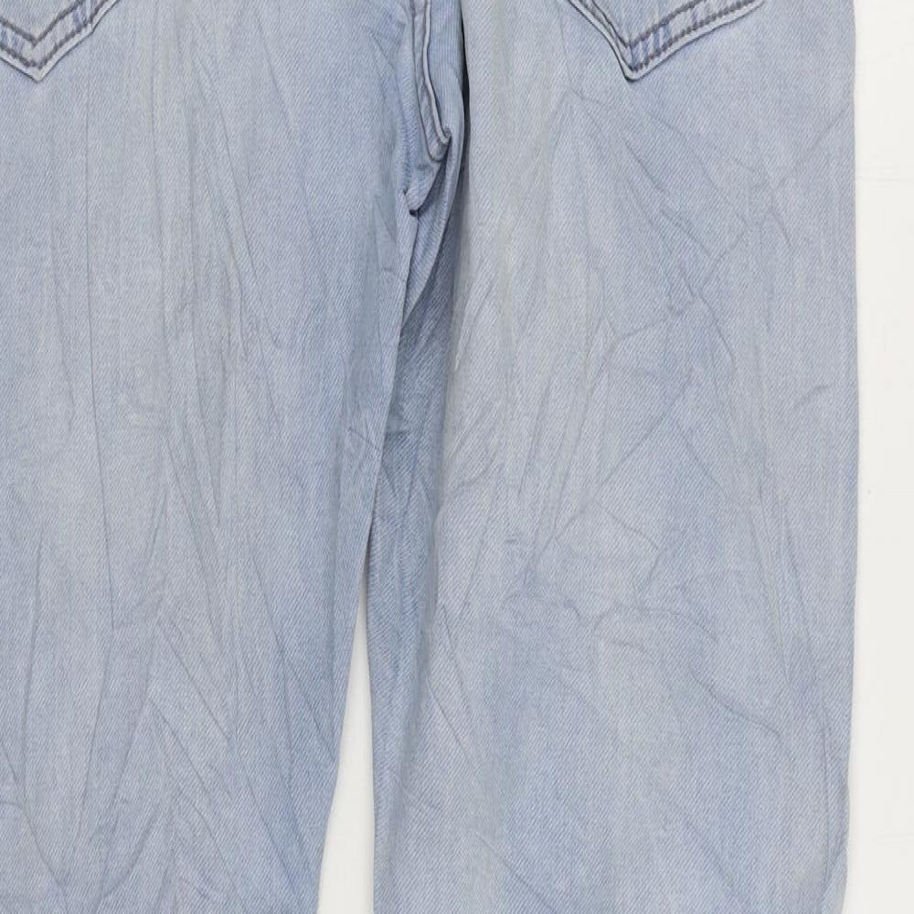 Superdry Mens Blue Cotton Straight Jeans Size 36 in L32 in Regular Zip