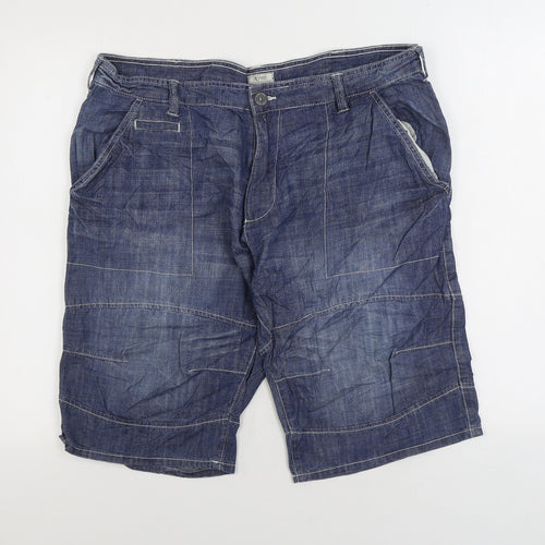 ACW85 Mens Blue Cotton Bermuda Shorts Size 36 in L11 in Regular Zip