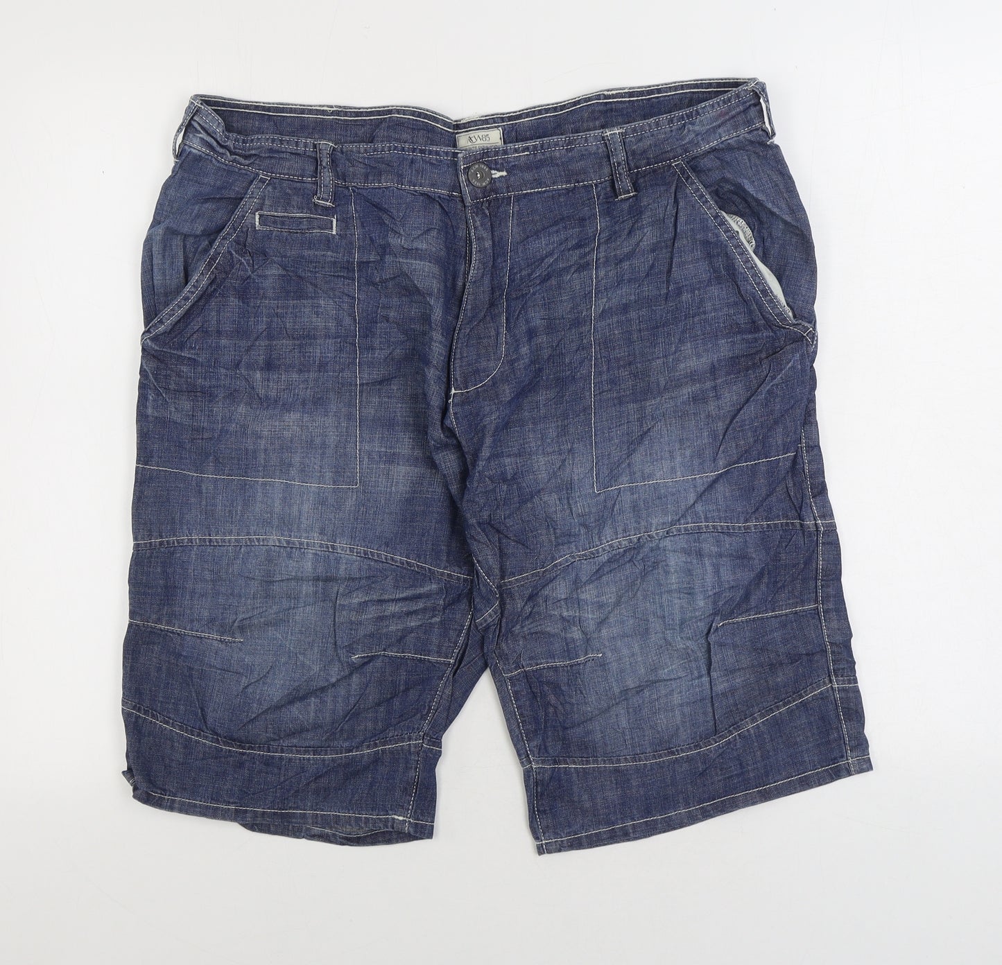 ACW85 Mens Blue Cotton Bermuda Shorts Size 36 in L11 in Regular Zip