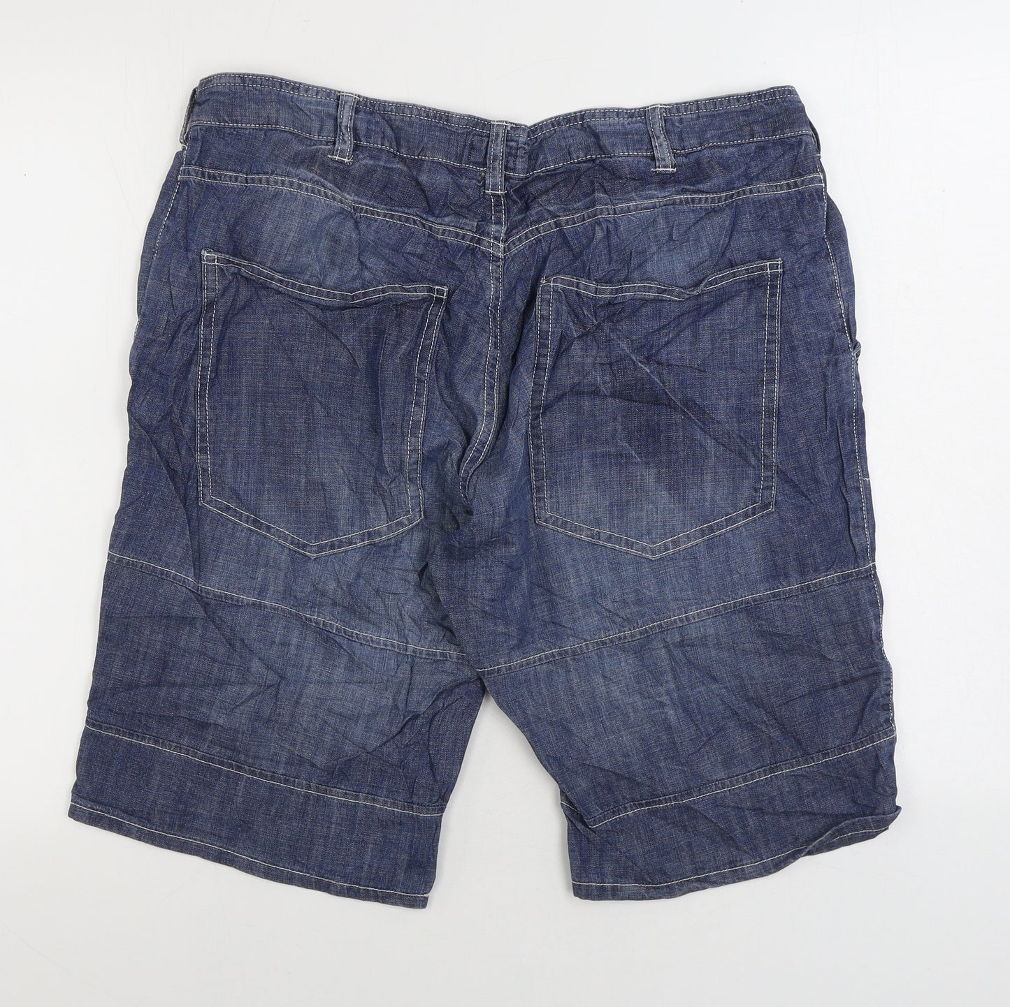 ACW85 Mens Blue Cotton Bermuda Shorts Size 36 in L11 in Regular Zip