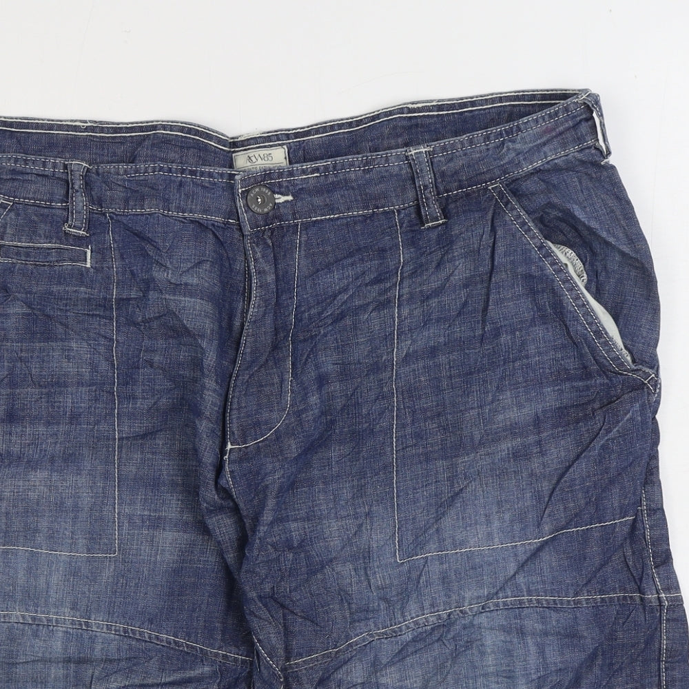 ACW85 Mens Blue Cotton Bermuda Shorts Size 36 in L11 in Regular Zip