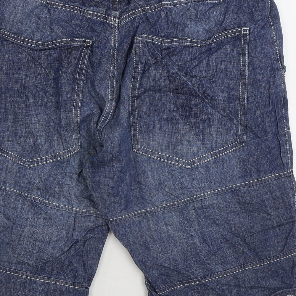 ACW85 Mens Blue Cotton Bermuda Shorts Size 36 in L11 in Regular Zip