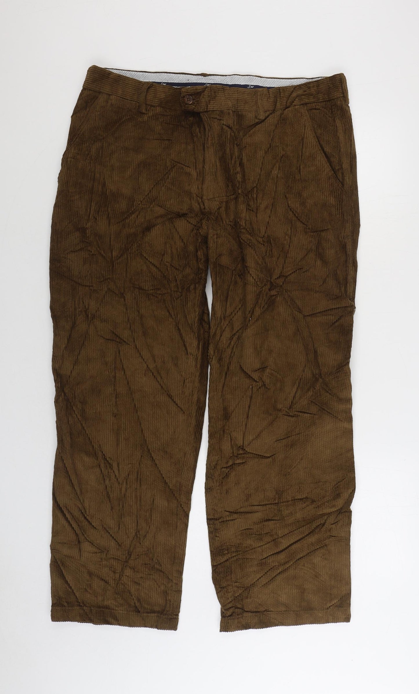 Samuel Windsor Mens Brown Cotton Trousers Size 40 in L29 in Regular Zip