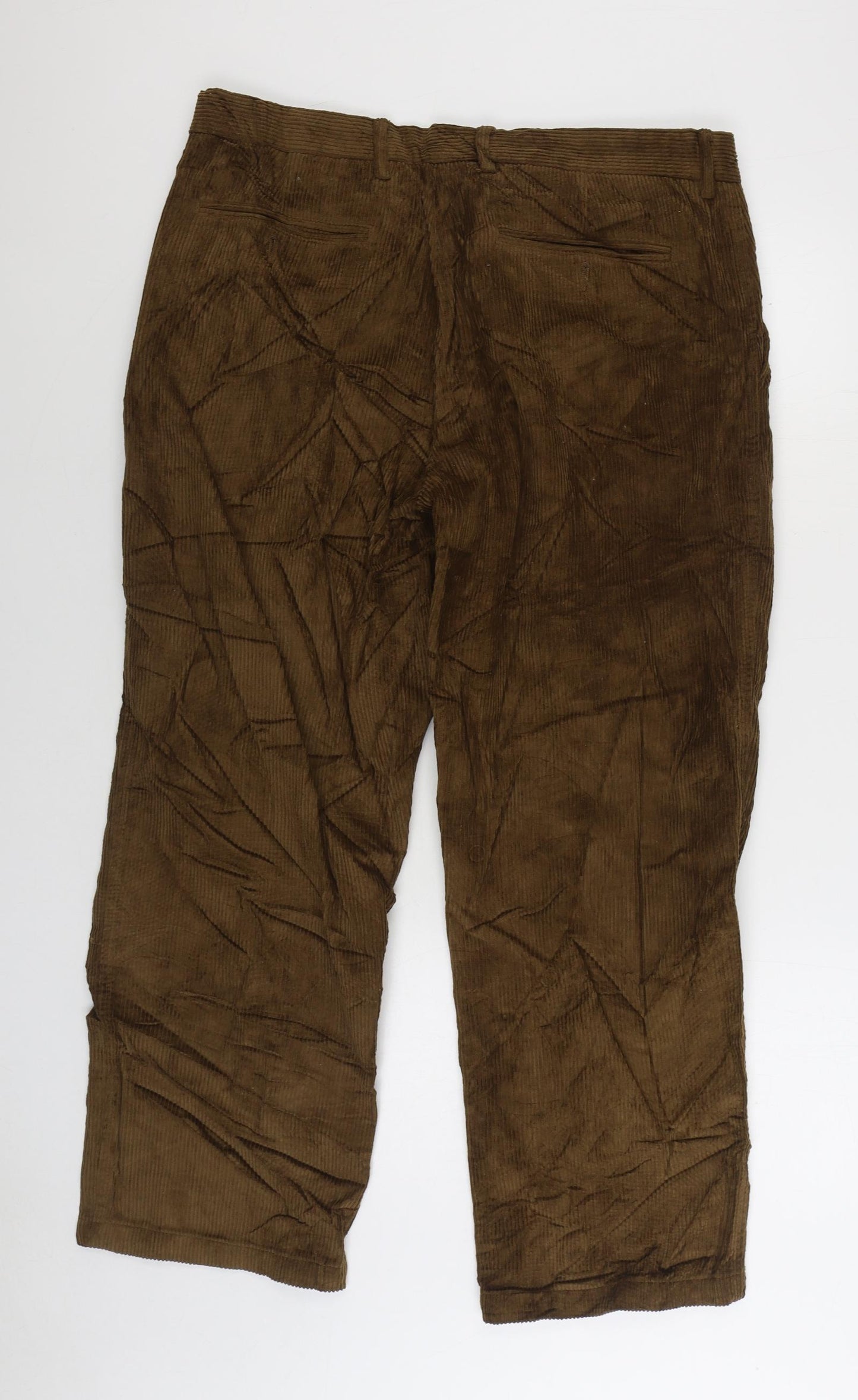 Samuel Windsor Mens Brown Cotton Trousers Size 40 in L29 in Regular Zip