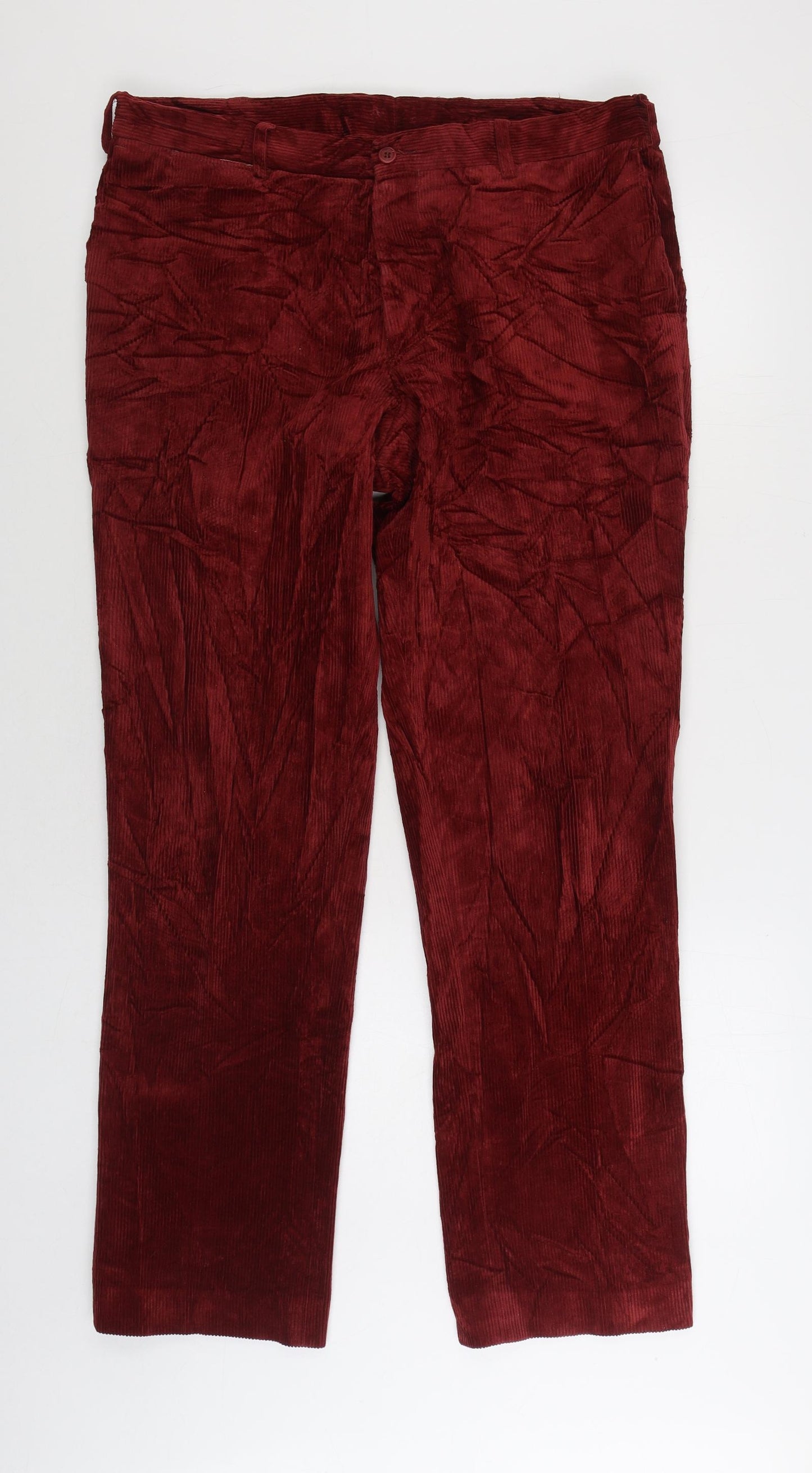 DAKS Mens Red Cotton Trousers Size 44 in L32 in Regular Zip