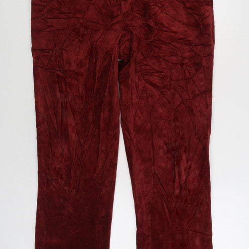 DAKS Mens Red Cotton Trousers Size 44 in L32 in Regular Zip