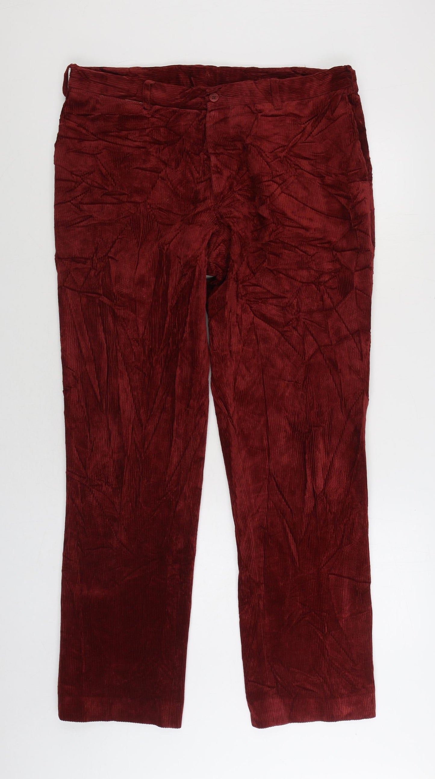 DAKS Mens Red Cotton Trousers Size 44 in L32 in Regular Zip