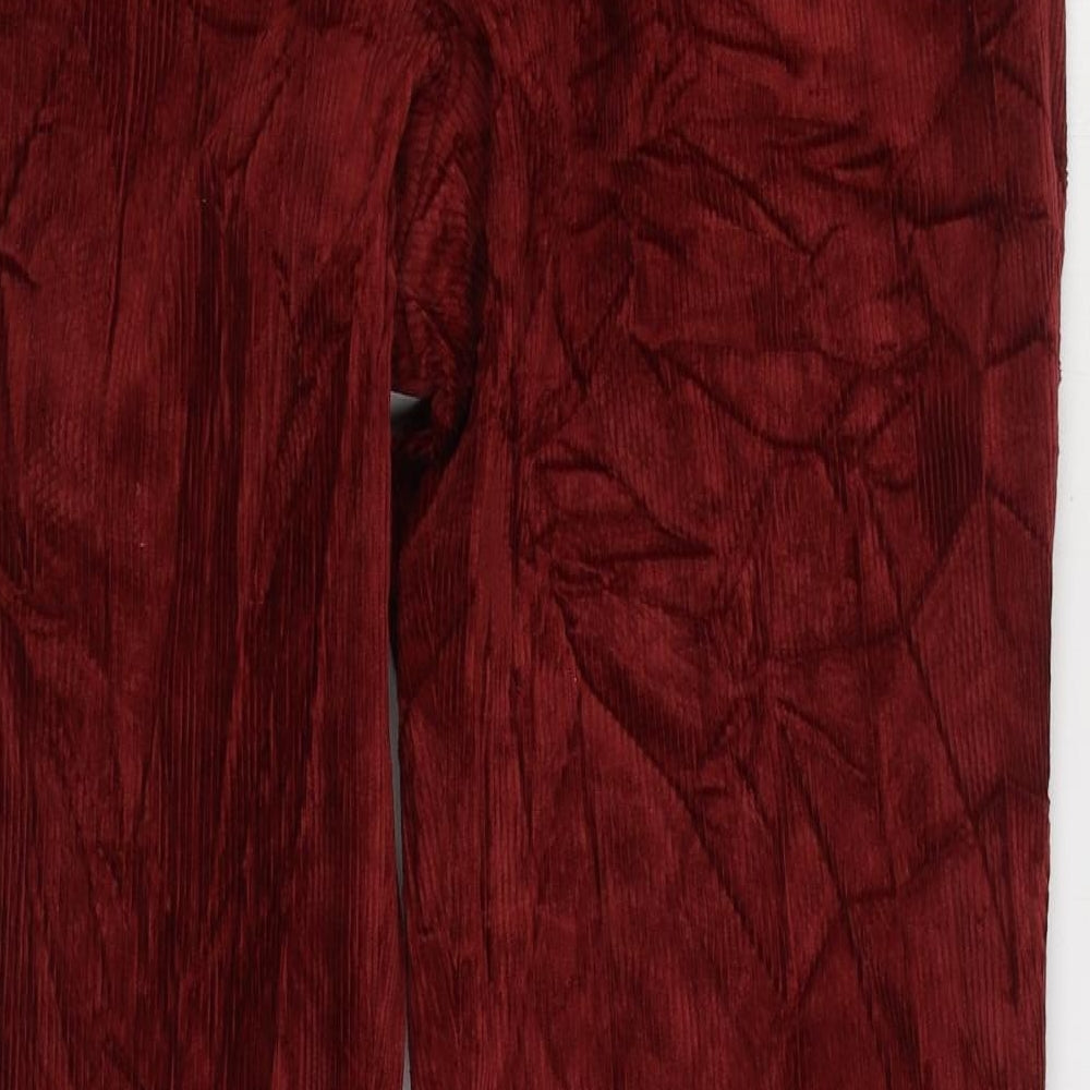 DAKS Mens Red Cotton Trousers Size 44 in L32 in Regular Zip