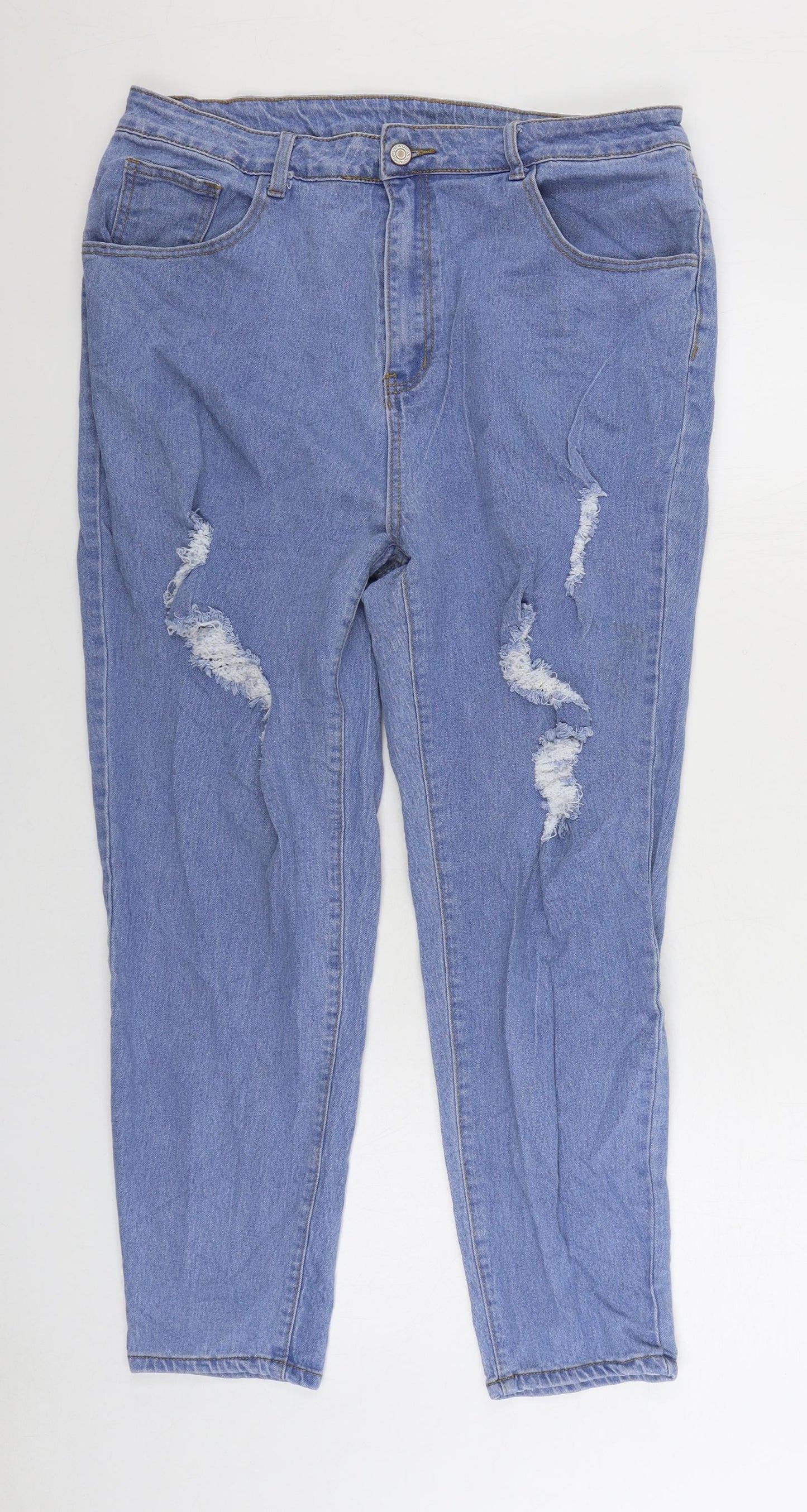 SheIn Womens Blue Cotton Straight Jeans Size 3XL L26 in Regular Zip
