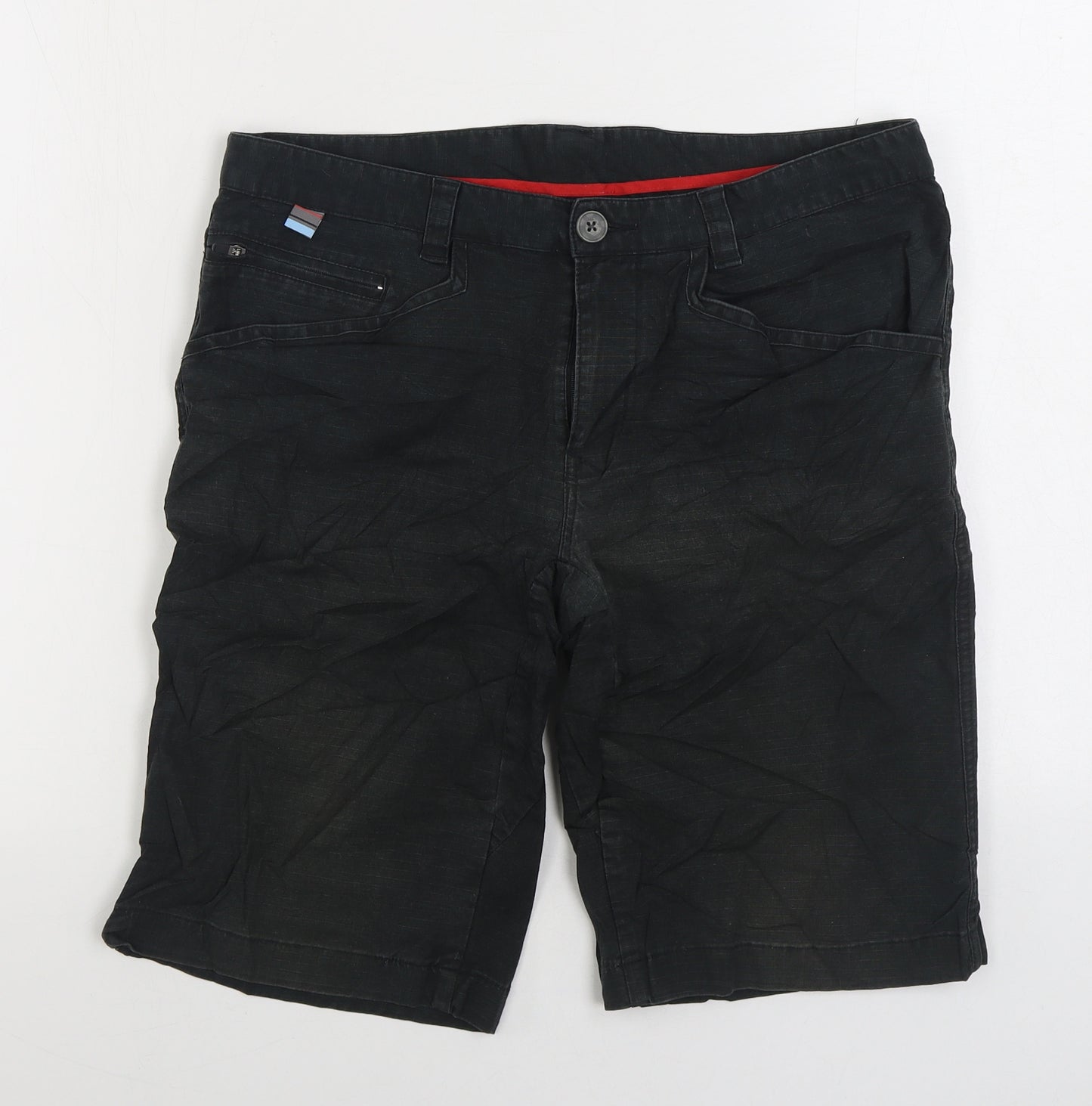 Hoy Mens Black Cotton Cargo Shorts Size M L10 in Regular Zip