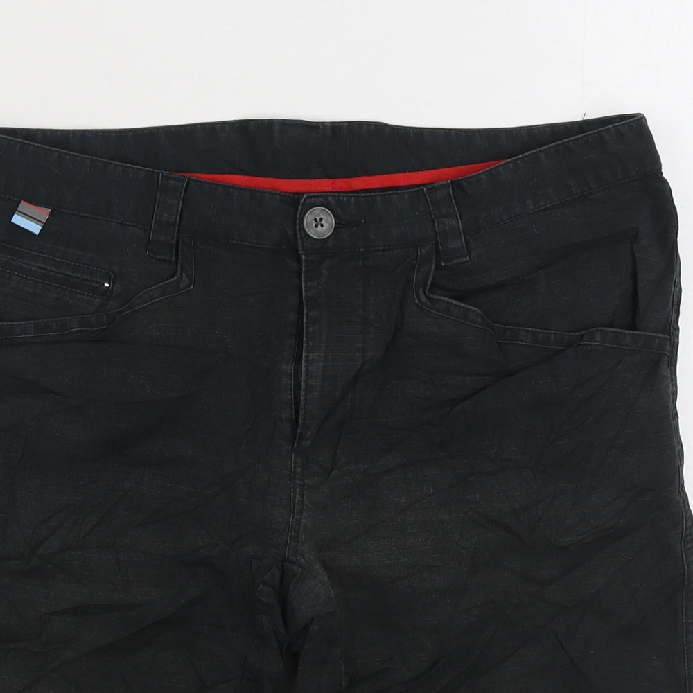 Hoy Mens Black Cotton Cargo Shorts Size M L10 in Regular Zip