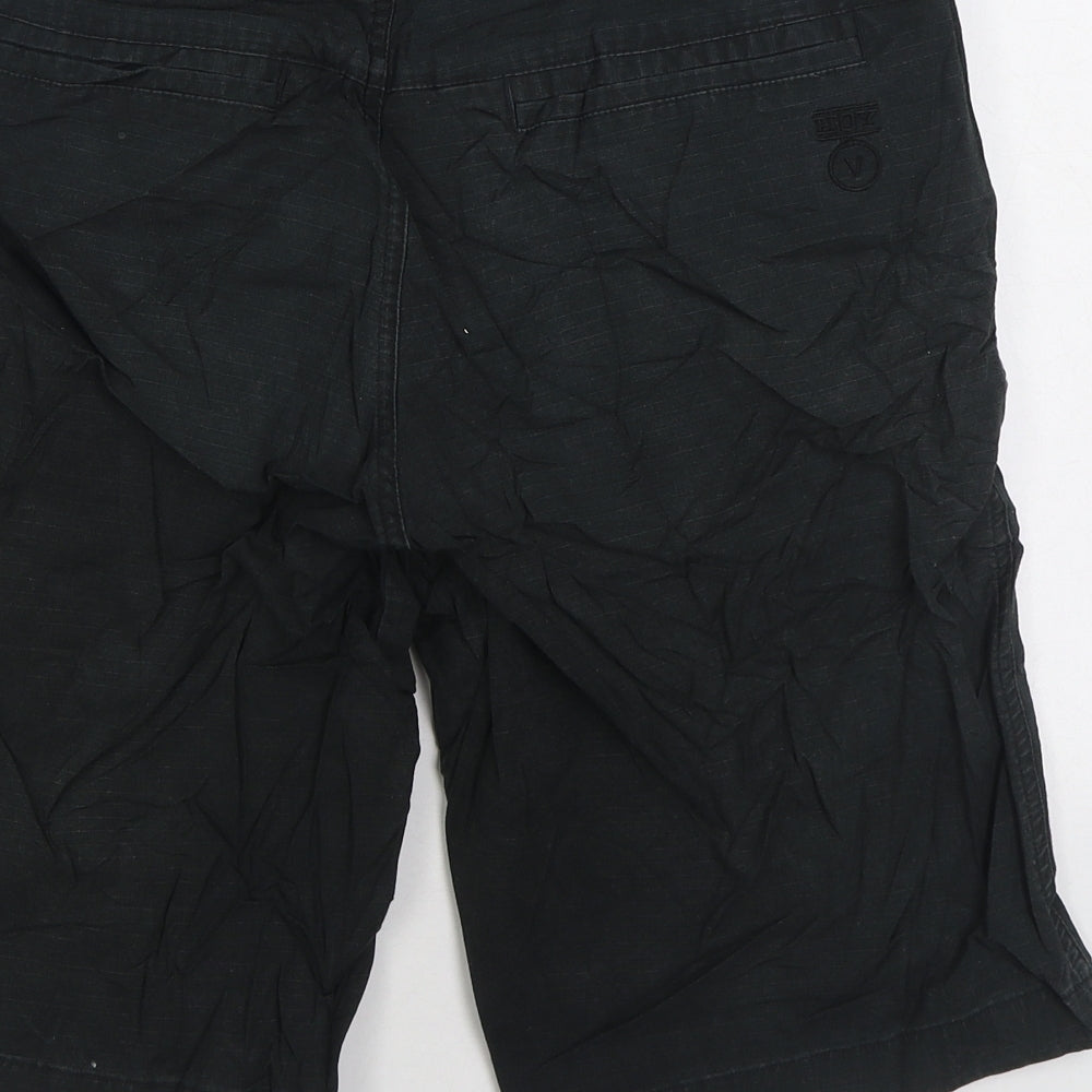 Hoy Mens Black Cotton Cargo Shorts Size M L10 in Regular Zip
