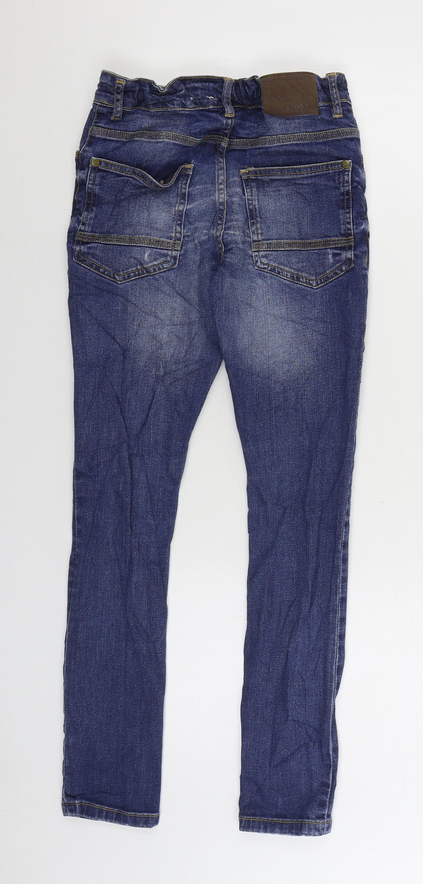 NEXT Boys Blue Cotton Skinny Jeans Size 11 Years Regular Zip