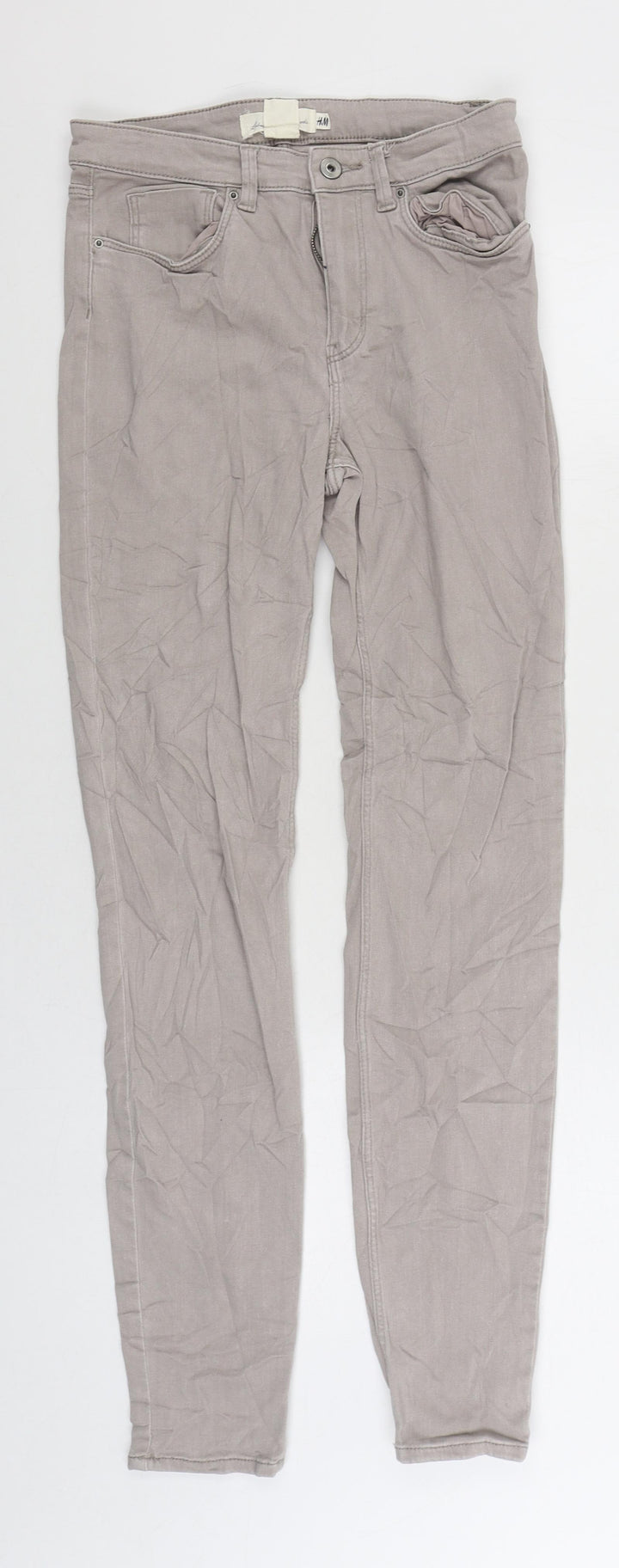 H&M Womens Beige Cotton Skinny Jeans Size 8 L30 in Regular Zip