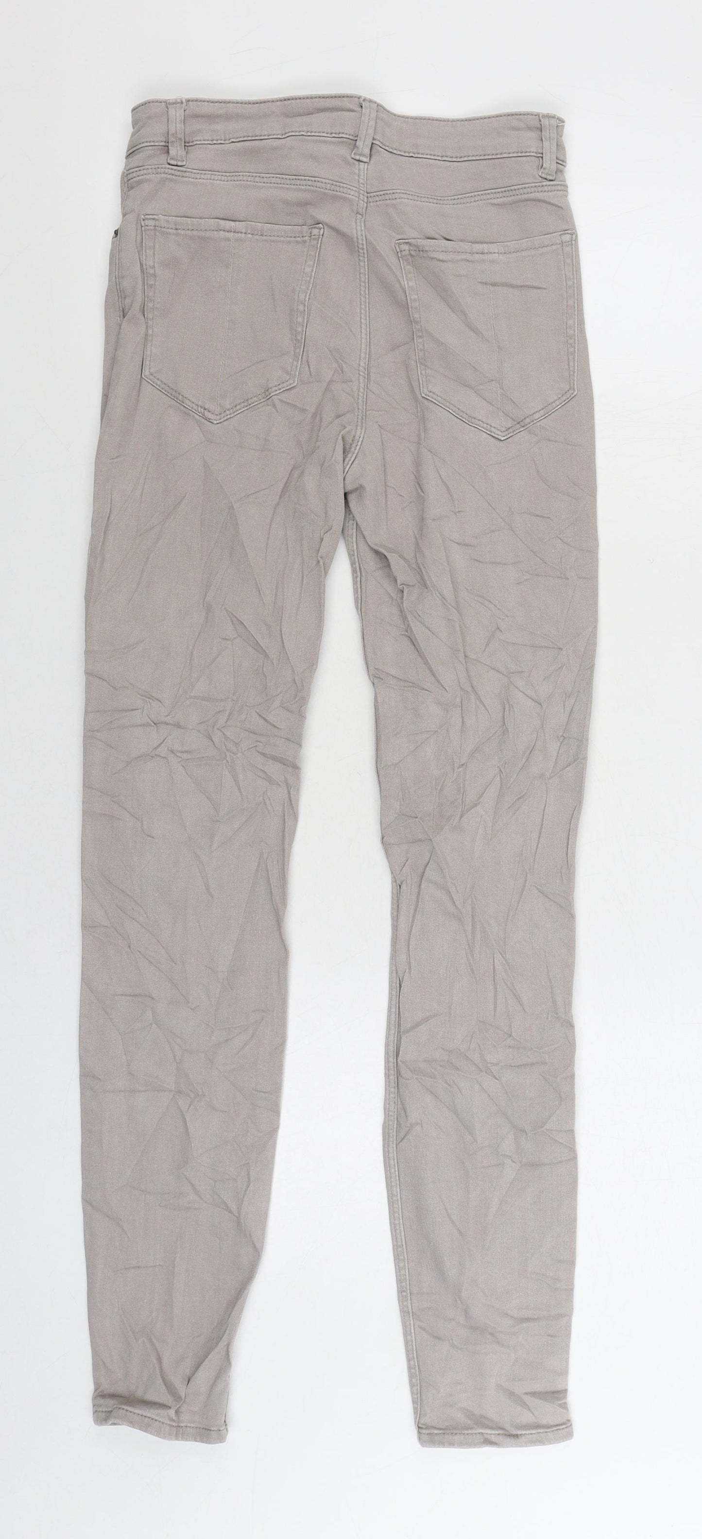 H&M Womens Beige Cotton Skinny Jeans Size 8 L30 in Regular Zip