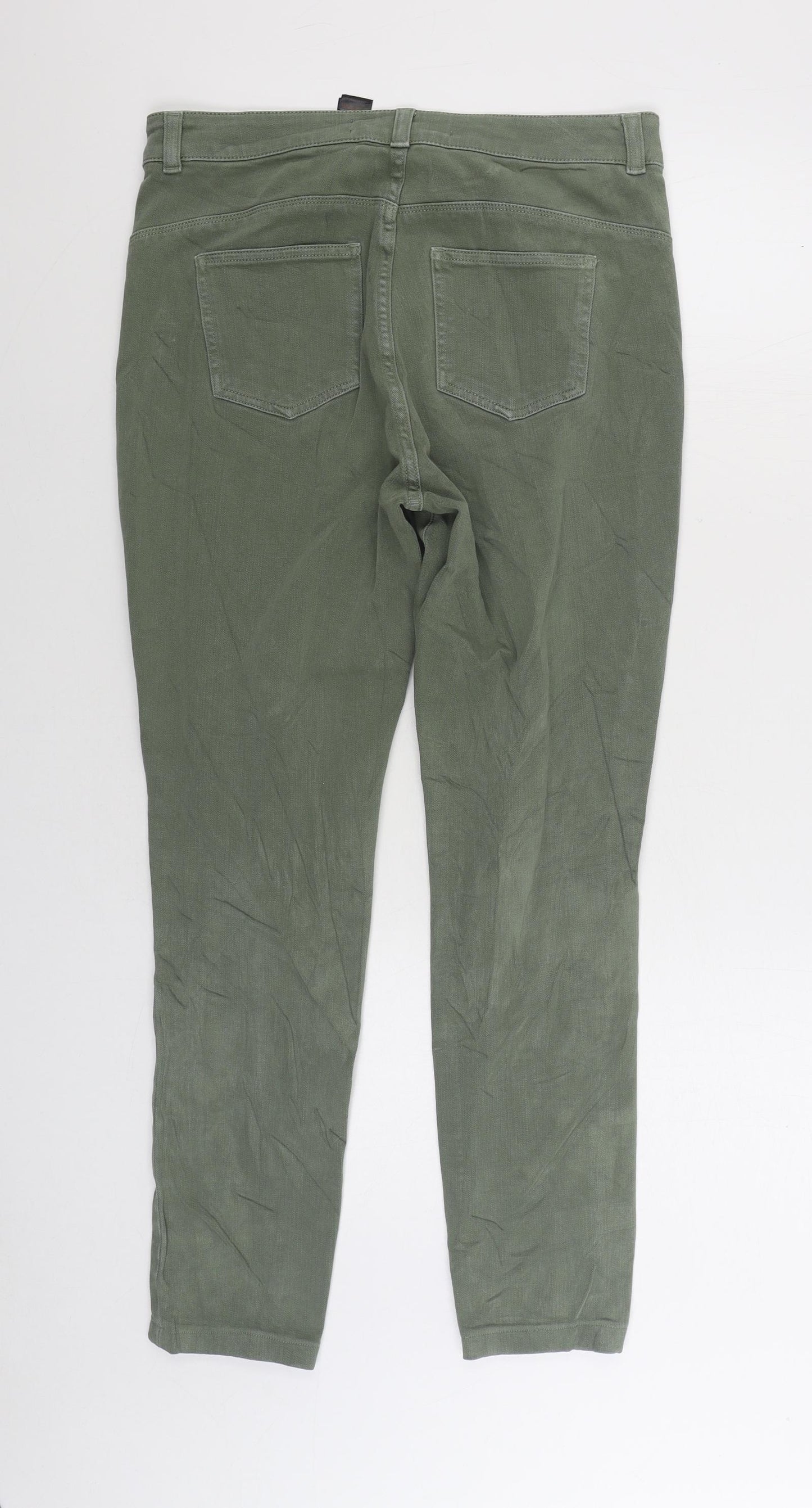 NEXT Womens Green Cotton Skinny Jeans Size 14 L28 in Regular Zip