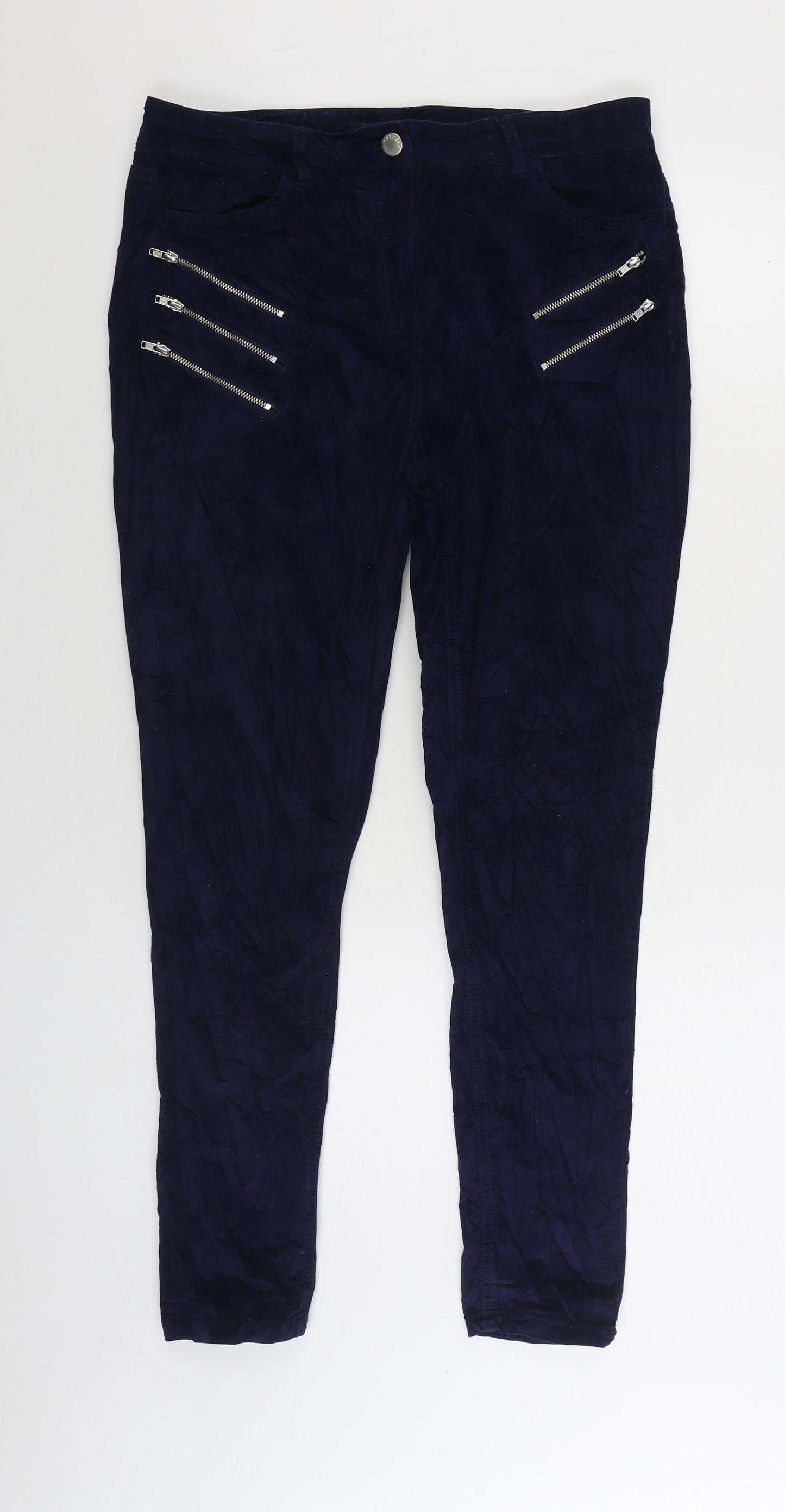 V By Very Womens Blue Polyester Skinny Jeans Size 14 L28 in Regular Zip