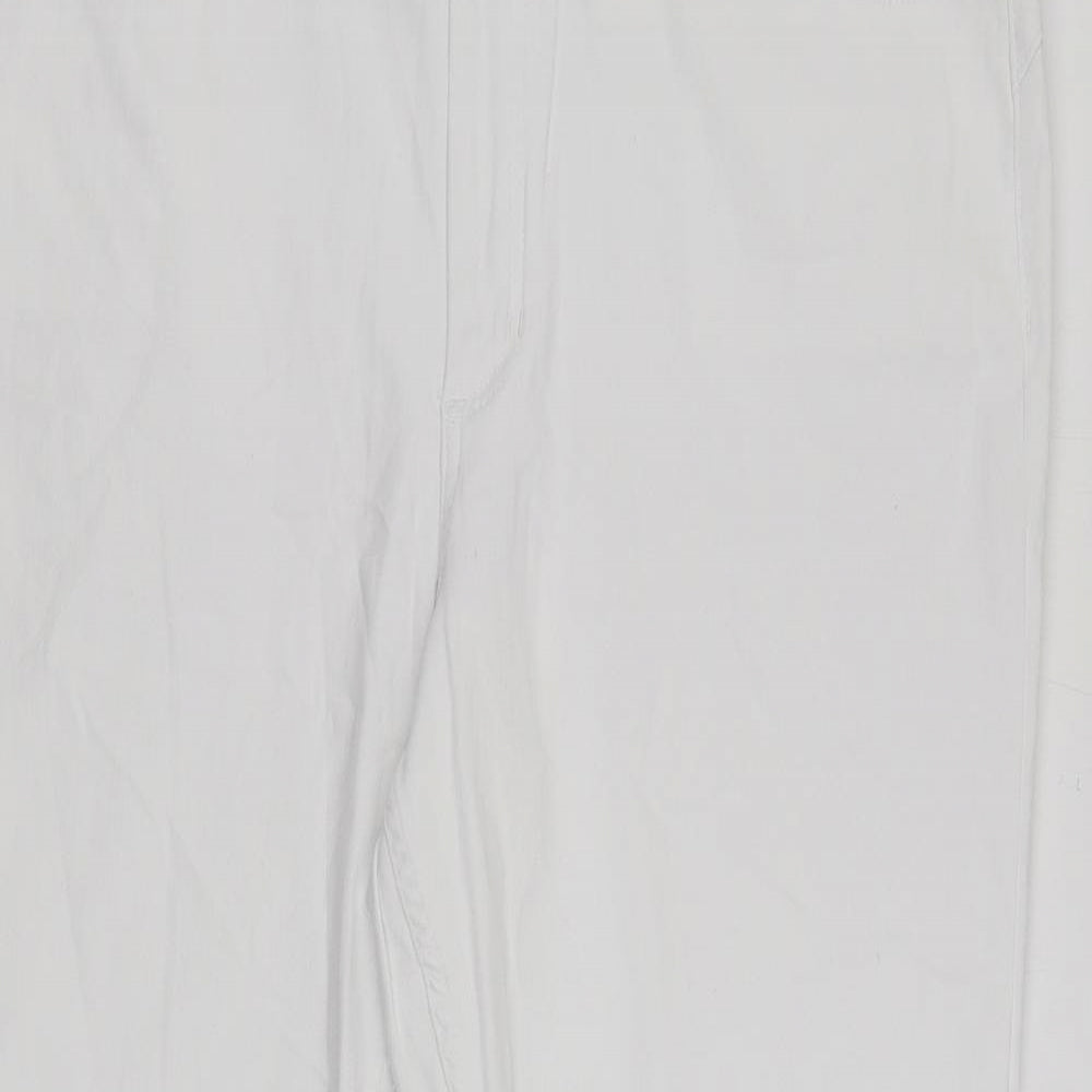 Marks and Spencer Womens White Cotton Straight Jeans Size 20 L26 in Slim Zip