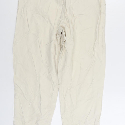 New Look Womens Beige Cotton Trousers Size 12 L29 in Regular Zip